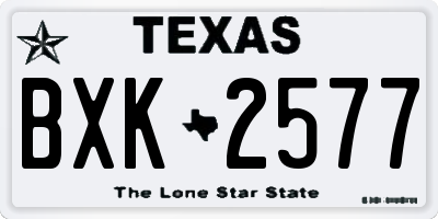 TX license plate BXK2577