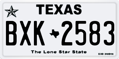 TX license plate BXK2583