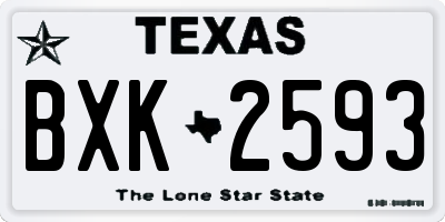 TX license plate BXK2593