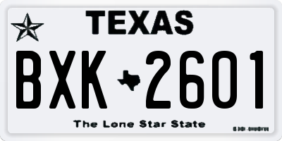TX license plate BXK2601