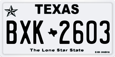 TX license plate BXK2603