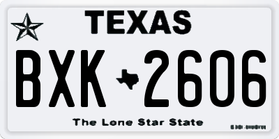 TX license plate BXK2606
