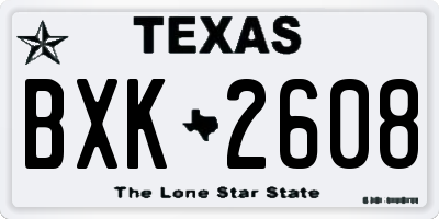TX license plate BXK2608