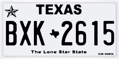 TX license plate BXK2615