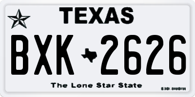 TX license plate BXK2626