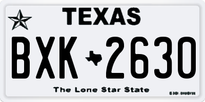 TX license plate BXK2630