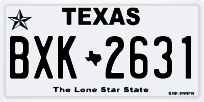 TX license plate BXK2631
