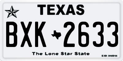 TX license plate BXK2633
