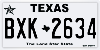 TX license plate BXK2634