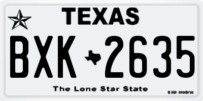 TX license plate BXK2635