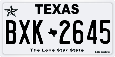 TX license plate BXK2645
