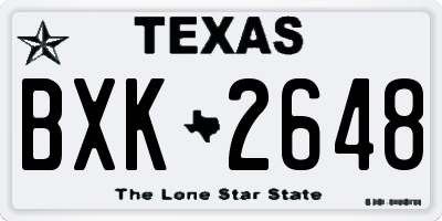 TX license plate BXK2648
