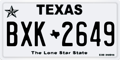 TX license plate BXK2649