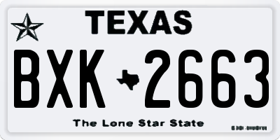 TX license plate BXK2663