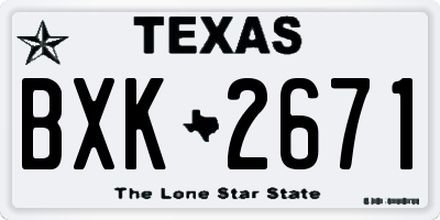TX license plate BXK2671