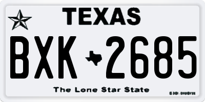TX license plate BXK2685