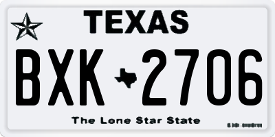 TX license plate BXK2706