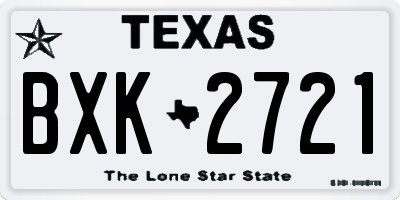 TX license plate BXK2721