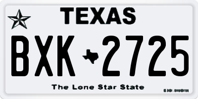 TX license plate BXK2725