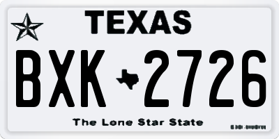 TX license plate BXK2726