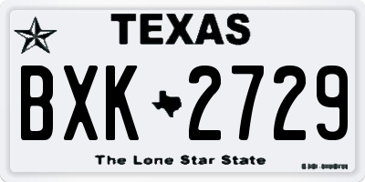 TX license plate BXK2729