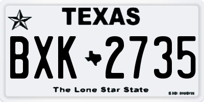TX license plate BXK2735