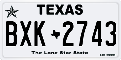 TX license plate BXK2743