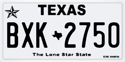 TX license plate BXK2750