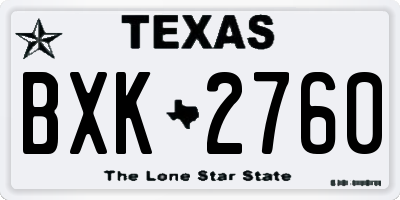 TX license plate BXK2760