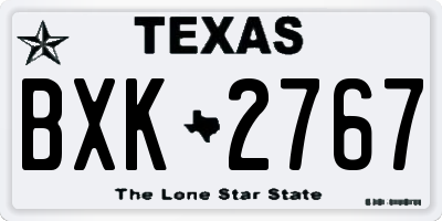 TX license plate BXK2767