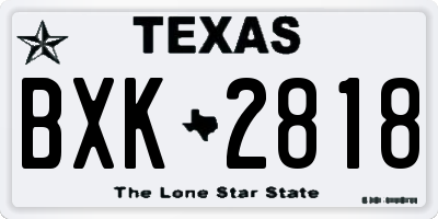TX license plate BXK2818