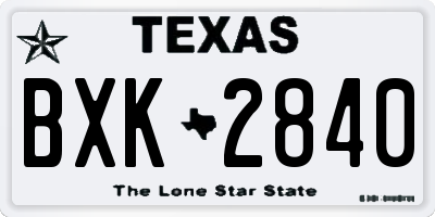 TX license plate BXK2840