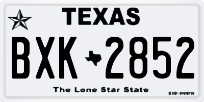 TX license plate BXK2852