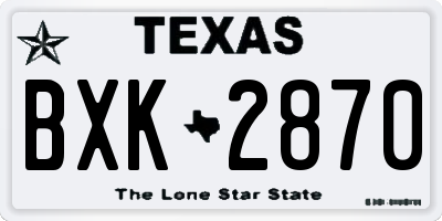 TX license plate BXK2870