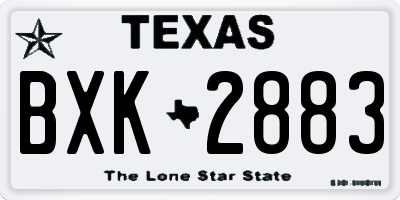 TX license plate BXK2883