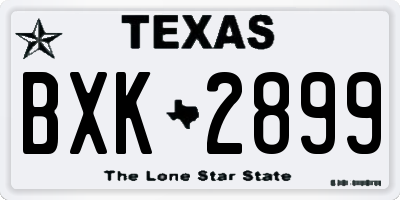 TX license plate BXK2899