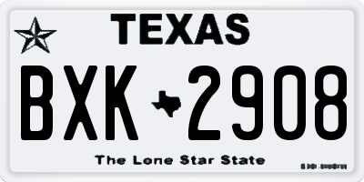 TX license plate BXK2908
