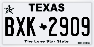 TX license plate BXK2909