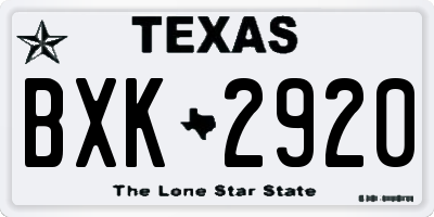 TX license plate BXK2920