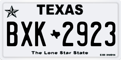 TX license plate BXK2923