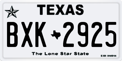 TX license plate BXK2925