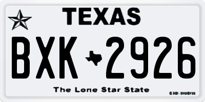 TX license plate BXK2926