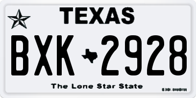 TX license plate BXK2928