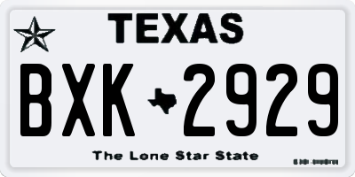 TX license plate BXK2929