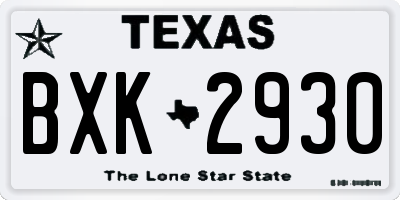 TX license plate BXK2930