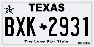 TX license plate BXK2931