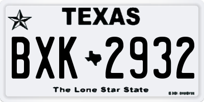 TX license plate BXK2932