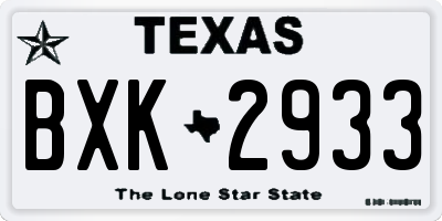 TX license plate BXK2933