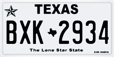 TX license plate BXK2934