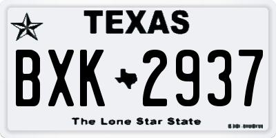 TX license plate BXK2937